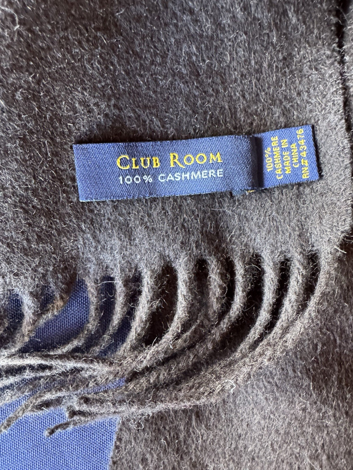 Club Room Mens 100% Cashmere Fringe Scarf Solid BROWN Classic Luxury Lightweight