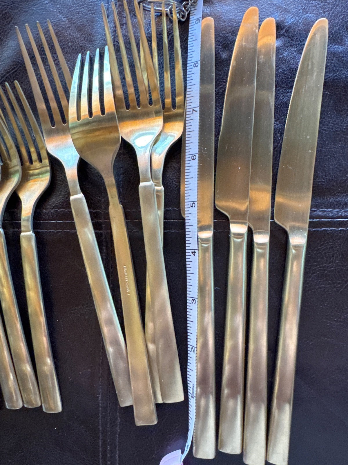 20 Piece Lot Stainless China J Flatware - Fork, Knife, Spoon Gold Toned