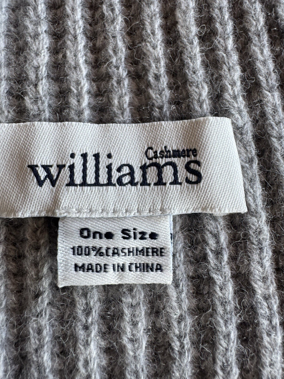2 - Williams Ribbed Knit 100% Cashmere Scarf GRAY & CAMEL