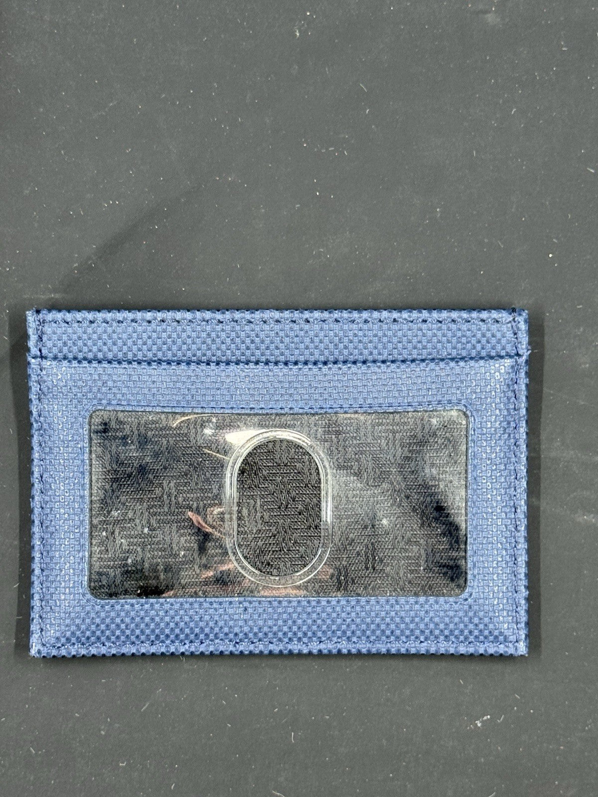 TUMI Slim Card Case Blue with black logo W/ ID Window Wallet