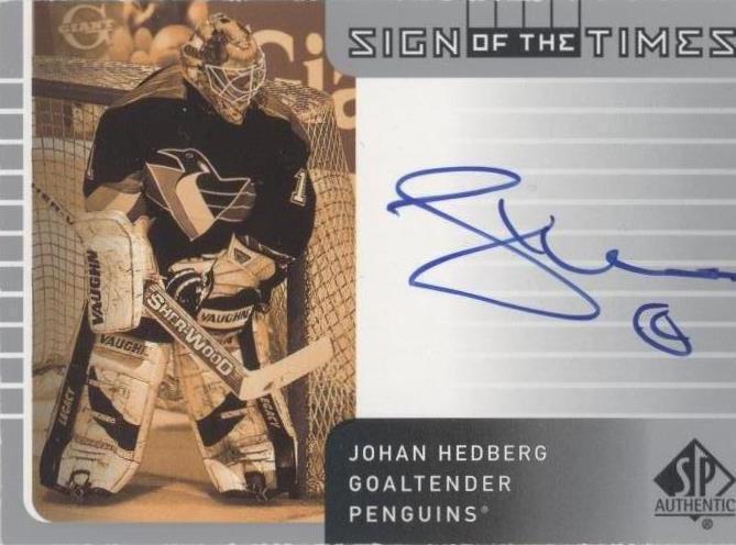 2001-02 SP Authentic - Sign of the Times Johan Hedberg #HE (AU)