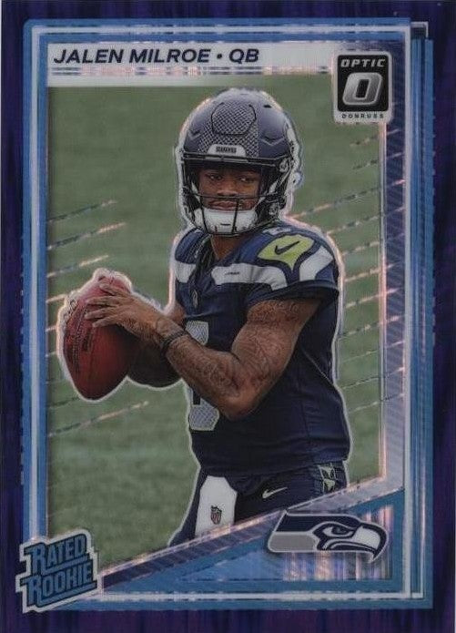 2025 Panini Donruss Optic - Rated Rookie Jalen Milroe #253 Purple Shock Prizm...
