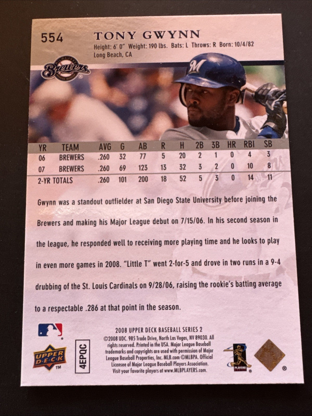 2008 Upper Deck - Tony Gwynn Jr. #554
