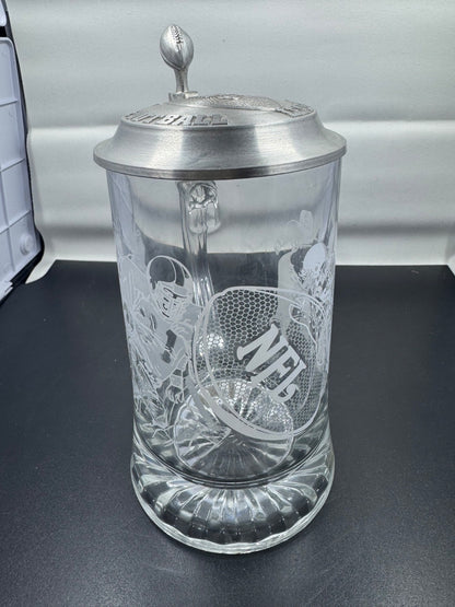 NFL National Football League Licensed Germany Bar Ware Etch Glass Beer Stein Mug