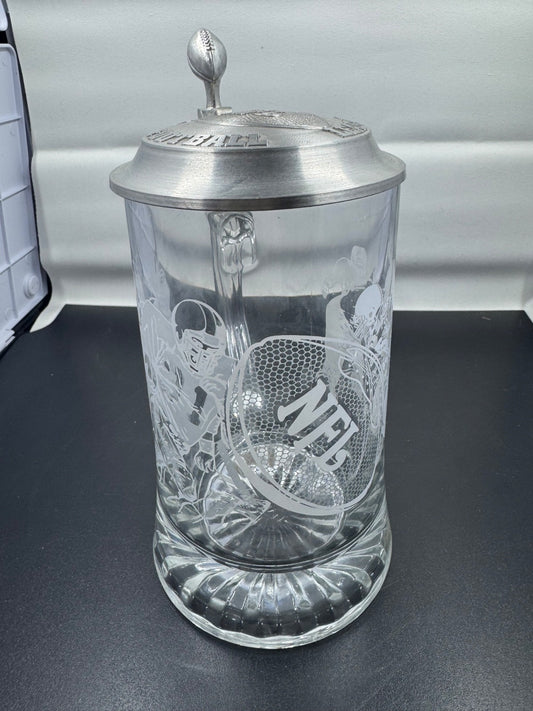 NFL National Football League Licensed Germany Bar Ware Etch Glass Beer Stein Mug