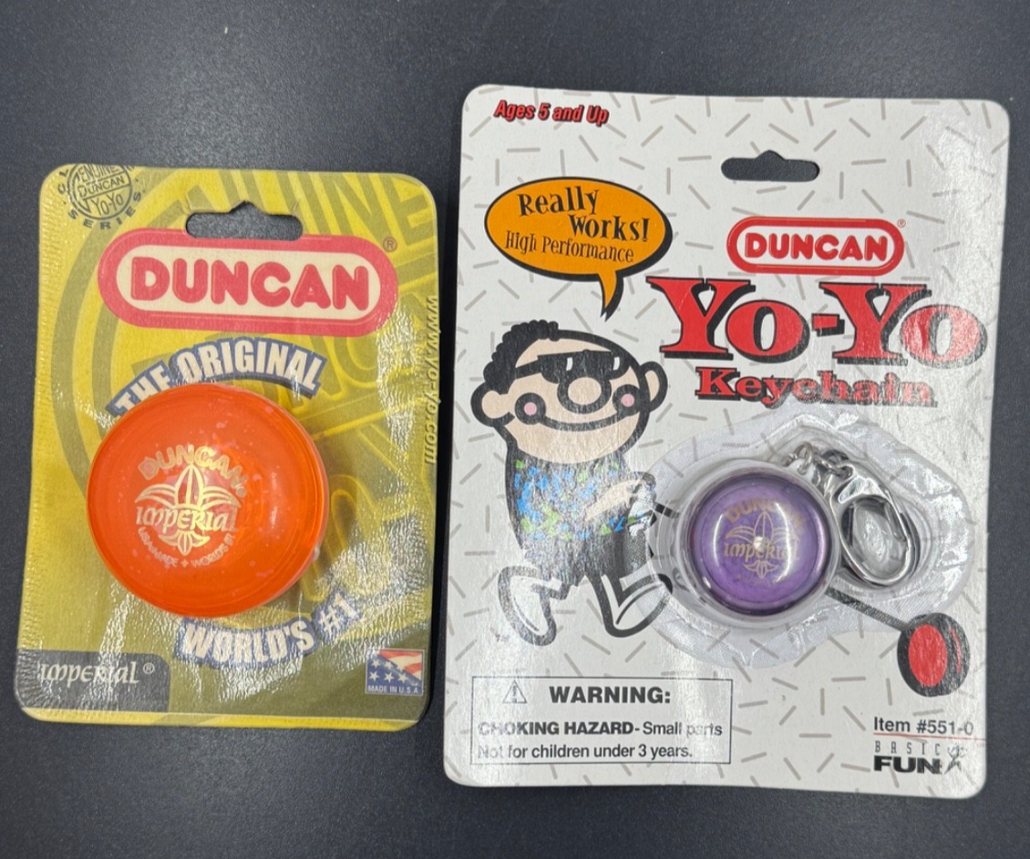 *2* NEW, FACTORY SEALED, 1998 ORANGE DUNCAN KEYCHAIN YO-YO 1999 DUNCAN IMPERIAL