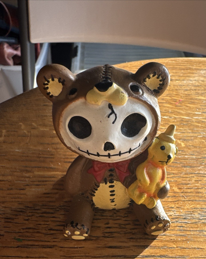 Furrybones Voodoo Teddy Bear With Honey Bear Bottle Skeleton Statue 2.5"Tall