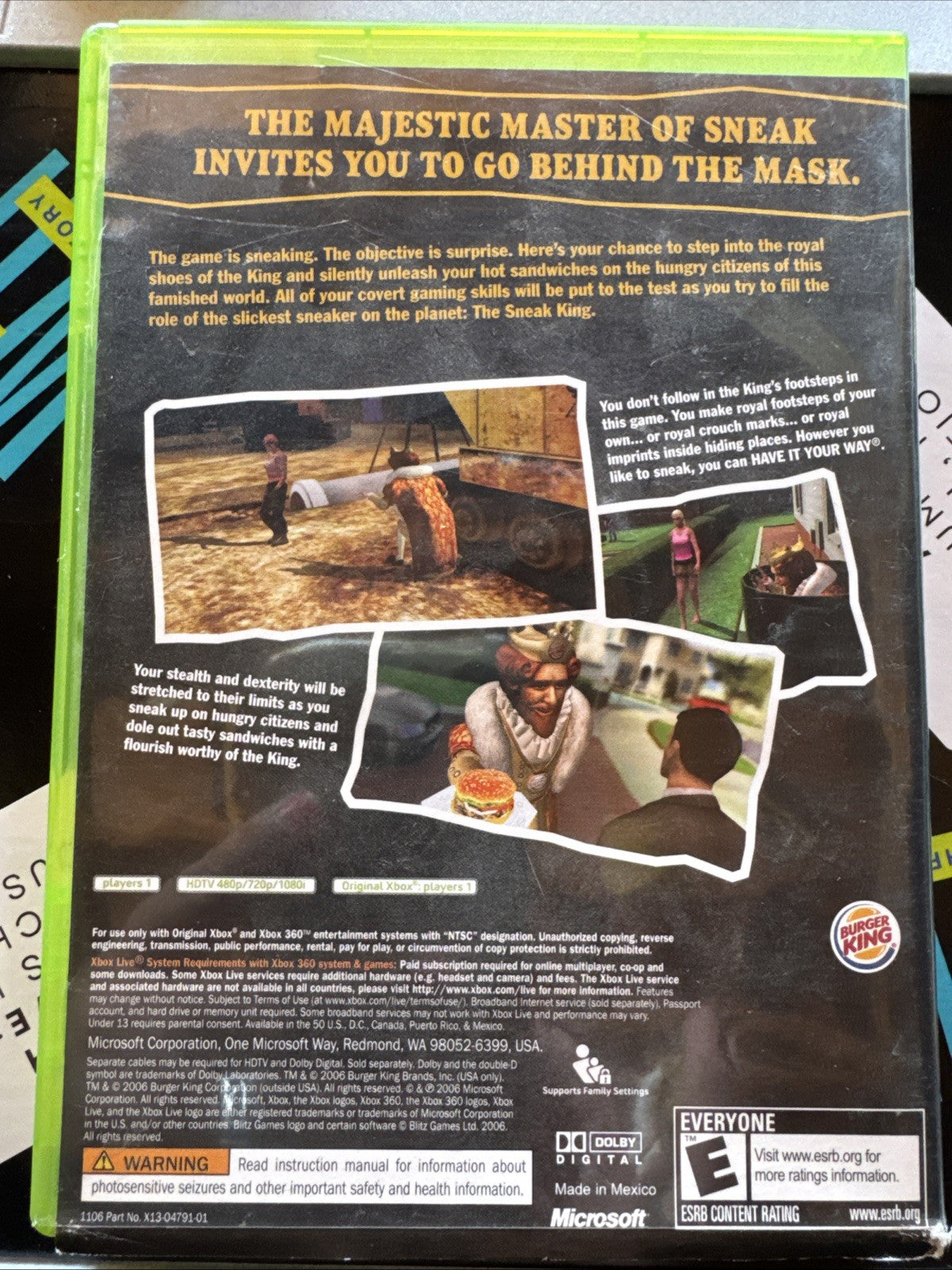 NEW Sneak King (Xbox/Xbox 360 2006) Burger King Games