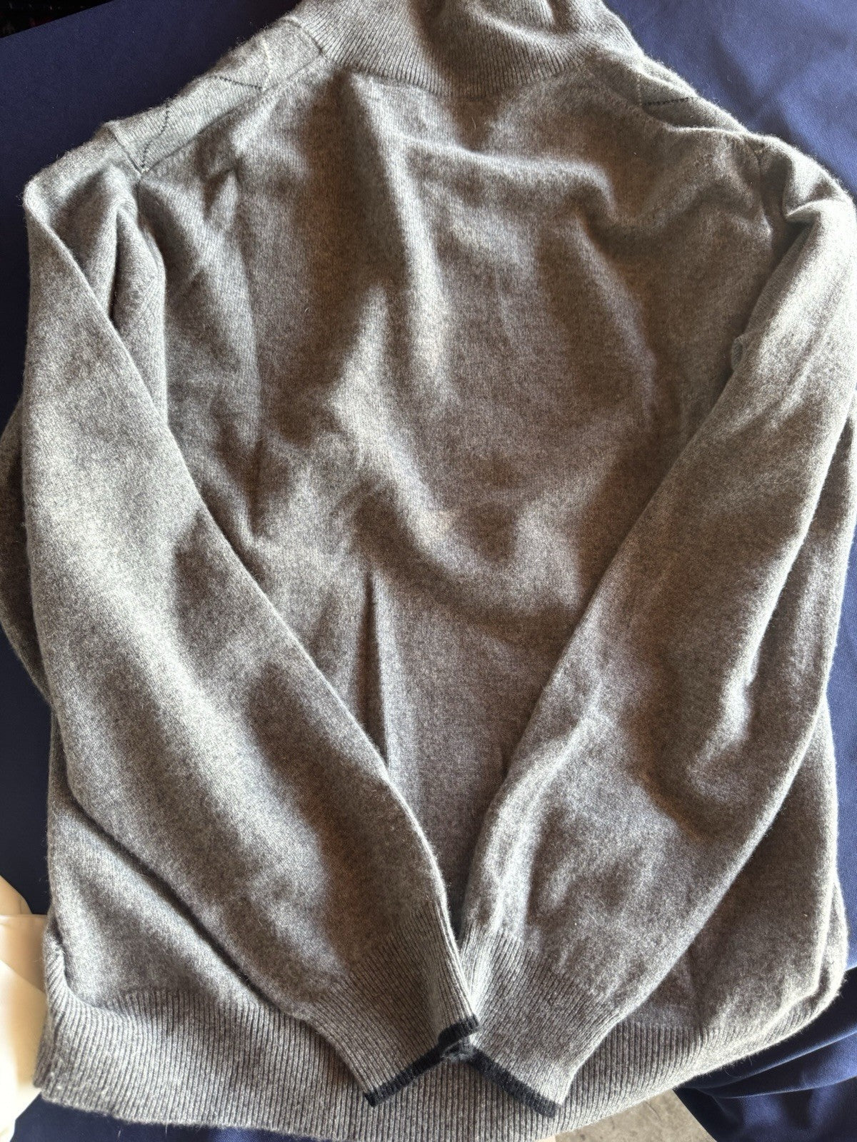 American Blue PURE cashmere gray heather, zip-neck sweater M