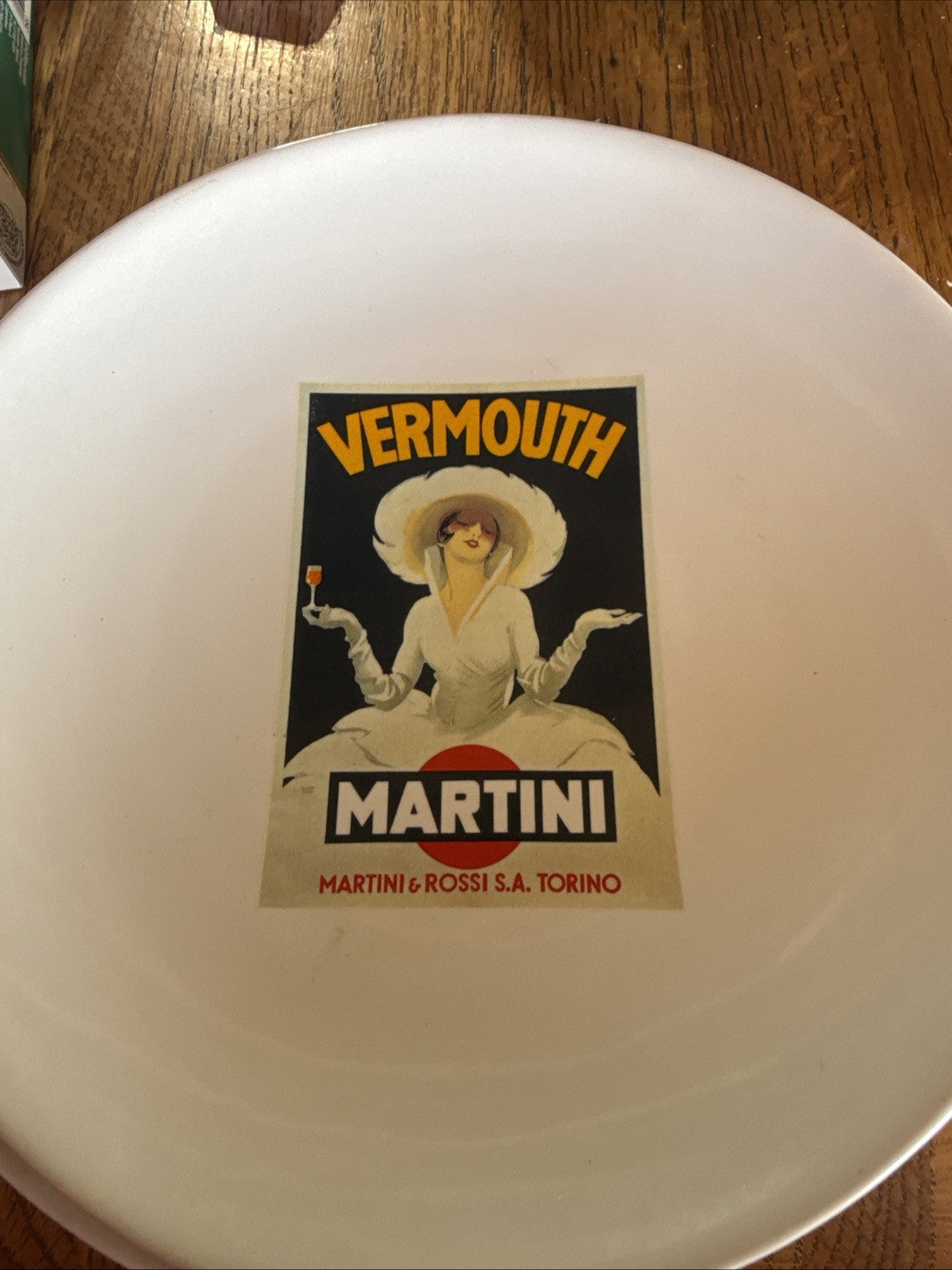 1 Salad Plate Vintage Posters Pottery Barn Vermouth Martini Rossi Dudovich Lady