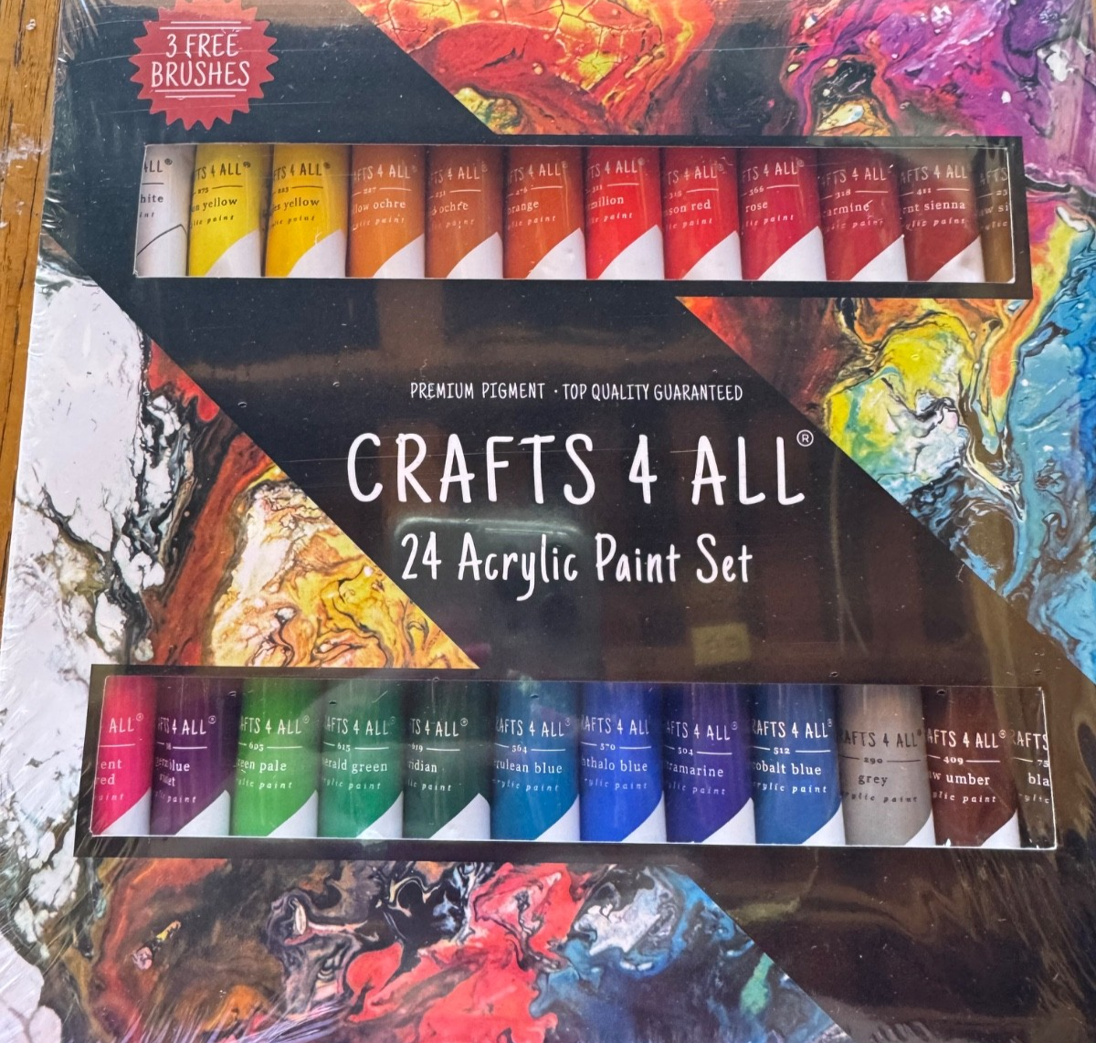 Crafts for All. 24 Acrylic Paint Set with 3 free brushes. Brand New!!! 