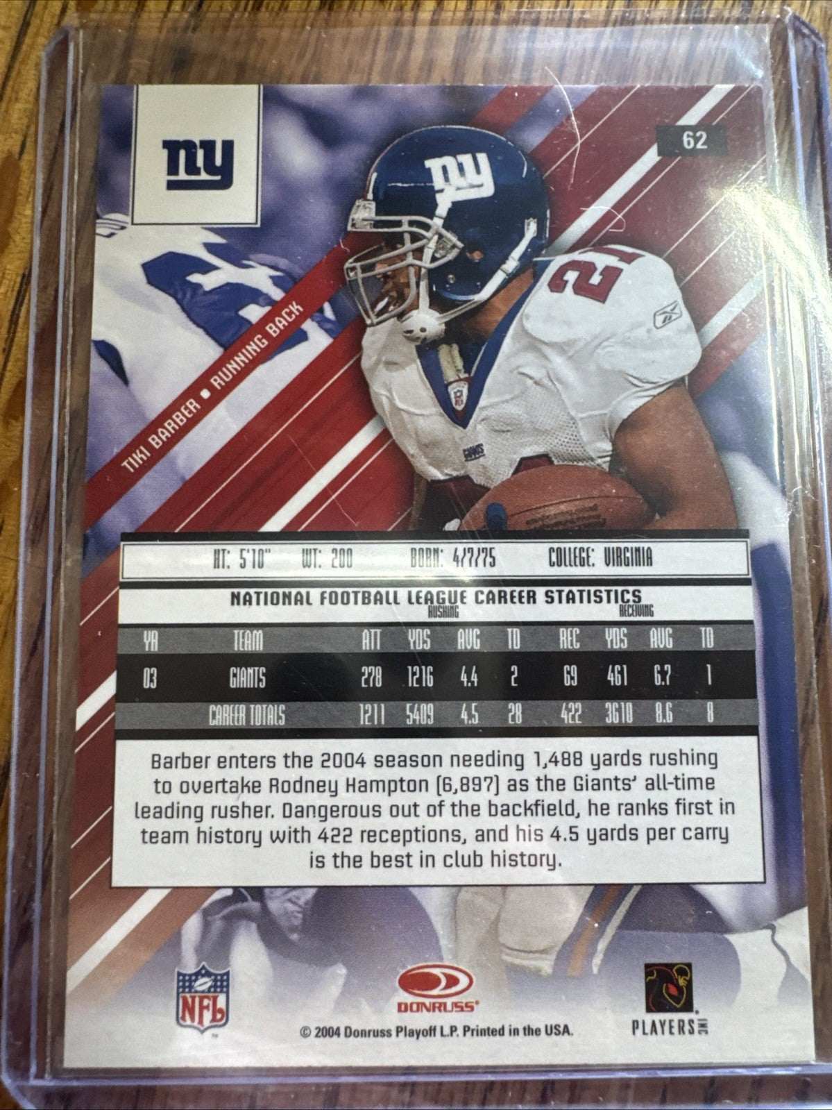 2004 Leaf Rookies & Stars - Tiki Barber #62
