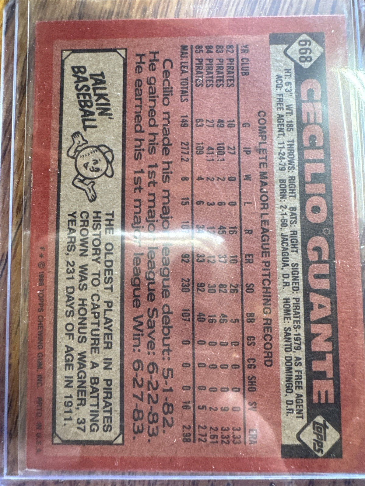1986 Topps - Cecilio Guante #668