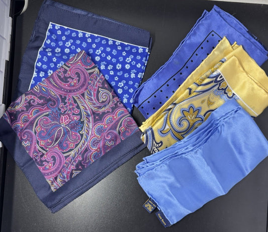 2 Hugo Boss Silk Pocket Square,Made In Italy, 3 Club Room silk Pocket Squares