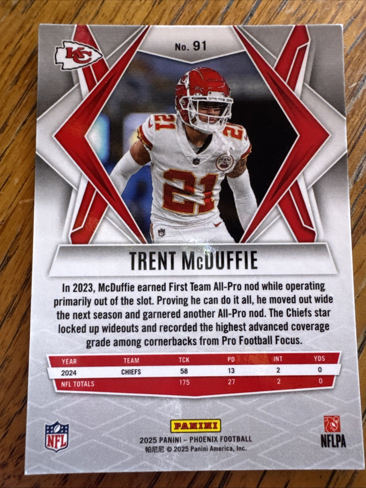2025 Panini Phoenix Base Silver Trent McDuffie Kansas City Chiefs #91