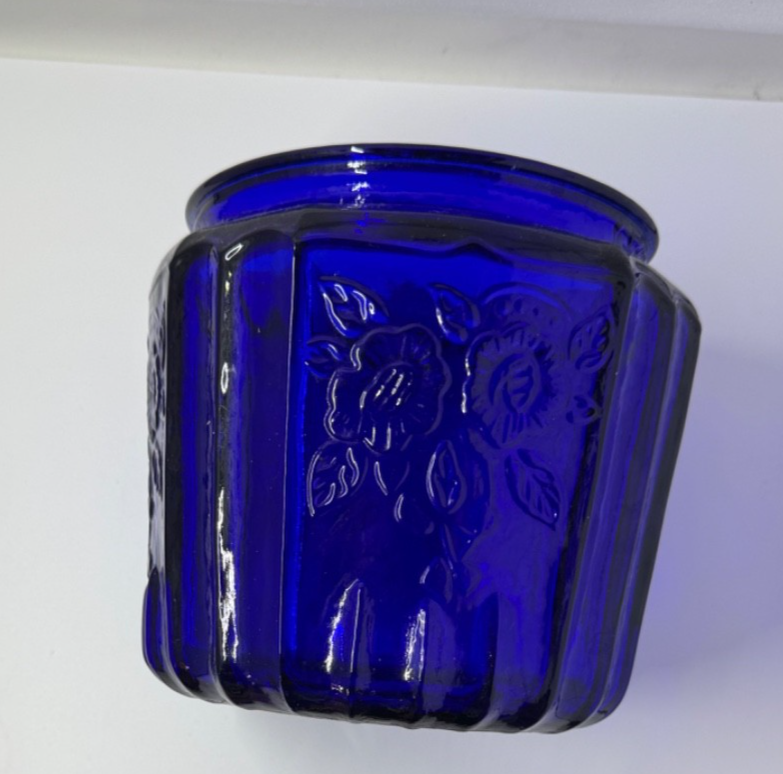 Vintage ~made in the 1970 ~ Cobalt Blue Cookie Jar Mayfair Anchor Hocking  #2883