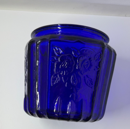 Vintage ~made in the 1970 ~ Cobalt Blue Cookie Jar Mayfair Anchor Hocking  #2883