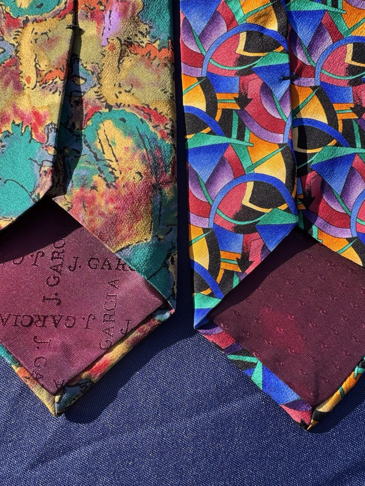 J Garcia Lot of 2 Silk Ties Abstract Pattern Grateful Dead Made in USA