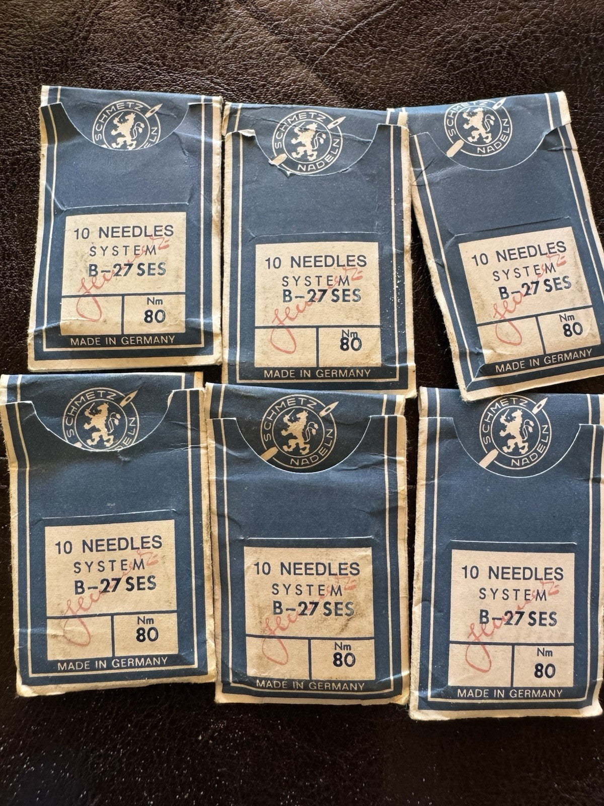 NOS SCHMETZ SEWING MACHINE NEEDLES, B-27, #80 10PK, LOT OF 6, FREE USA SHIPPING
