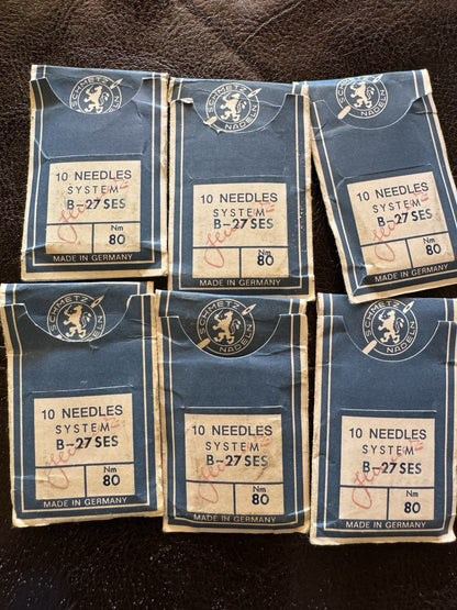 NOS SCHMETZ SEWING MACHINE NEEDLES, B-27, #80 10PK, LOT OF 6, FREE USA SHIPPING