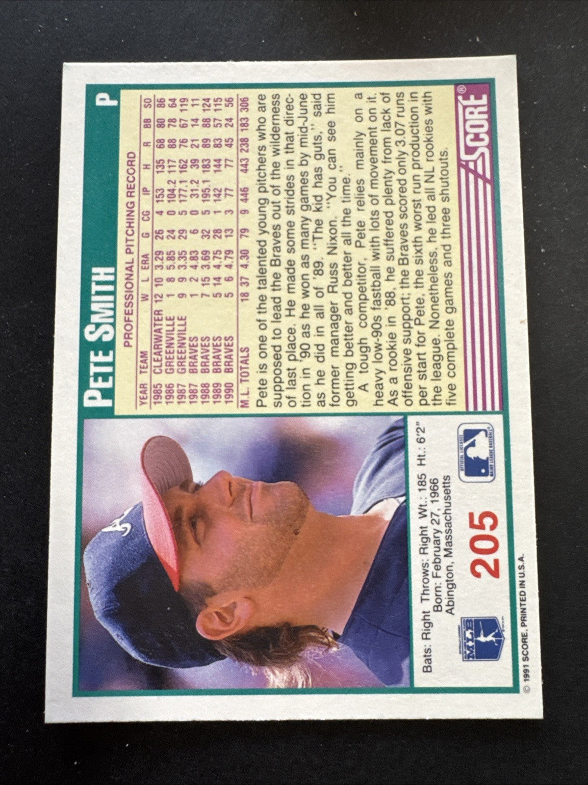 1991 Score - Pete Smith #205