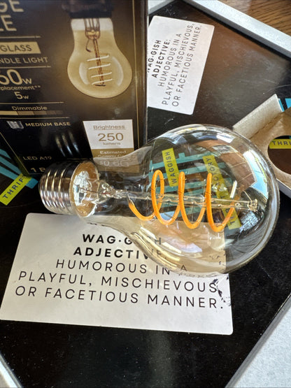 GE LED A19 Amber Vintage Bulb, 5W=60W, Dimmable, Warm Candle Light – 1 Bulb, NEW
