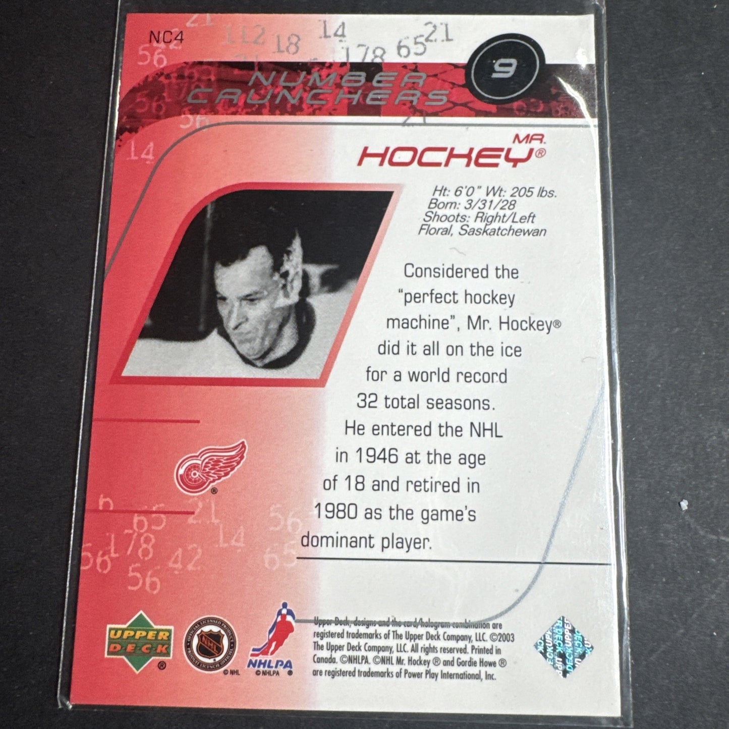 2002-03 Upper Deck - Number Crunchers Gordie Howe #NC4