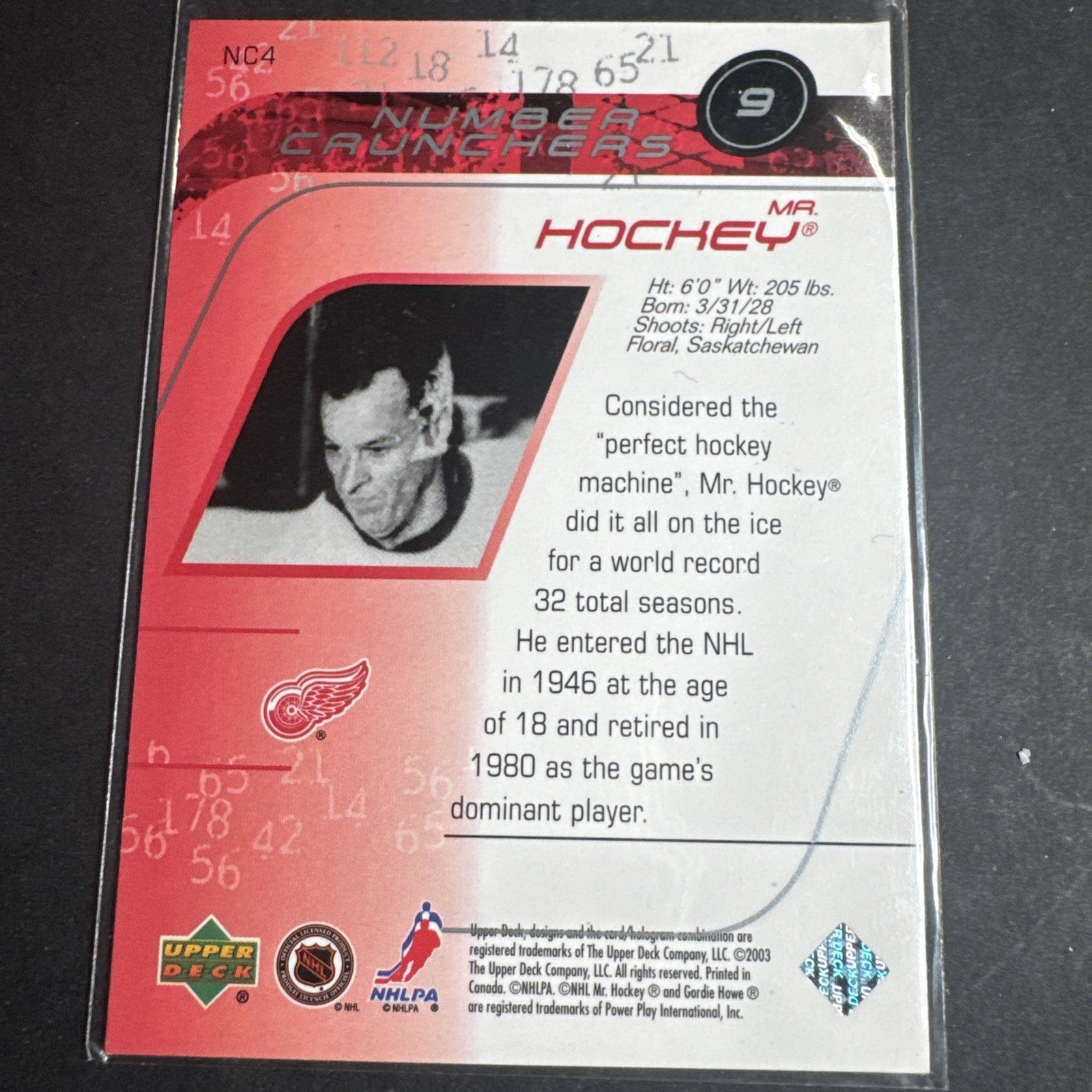 2002-03 Upper Deck - Number Crunchers Gordie Howe #NC4