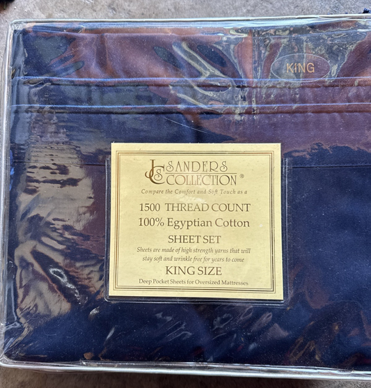 NEW King size bed sheets 1500 Count egyptian cotton NAVY BLUE