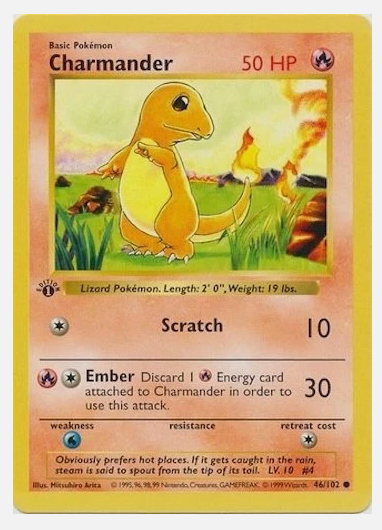 Pokémon TCG - Charmander - 46/102 -  - Base ( Lightly Played )