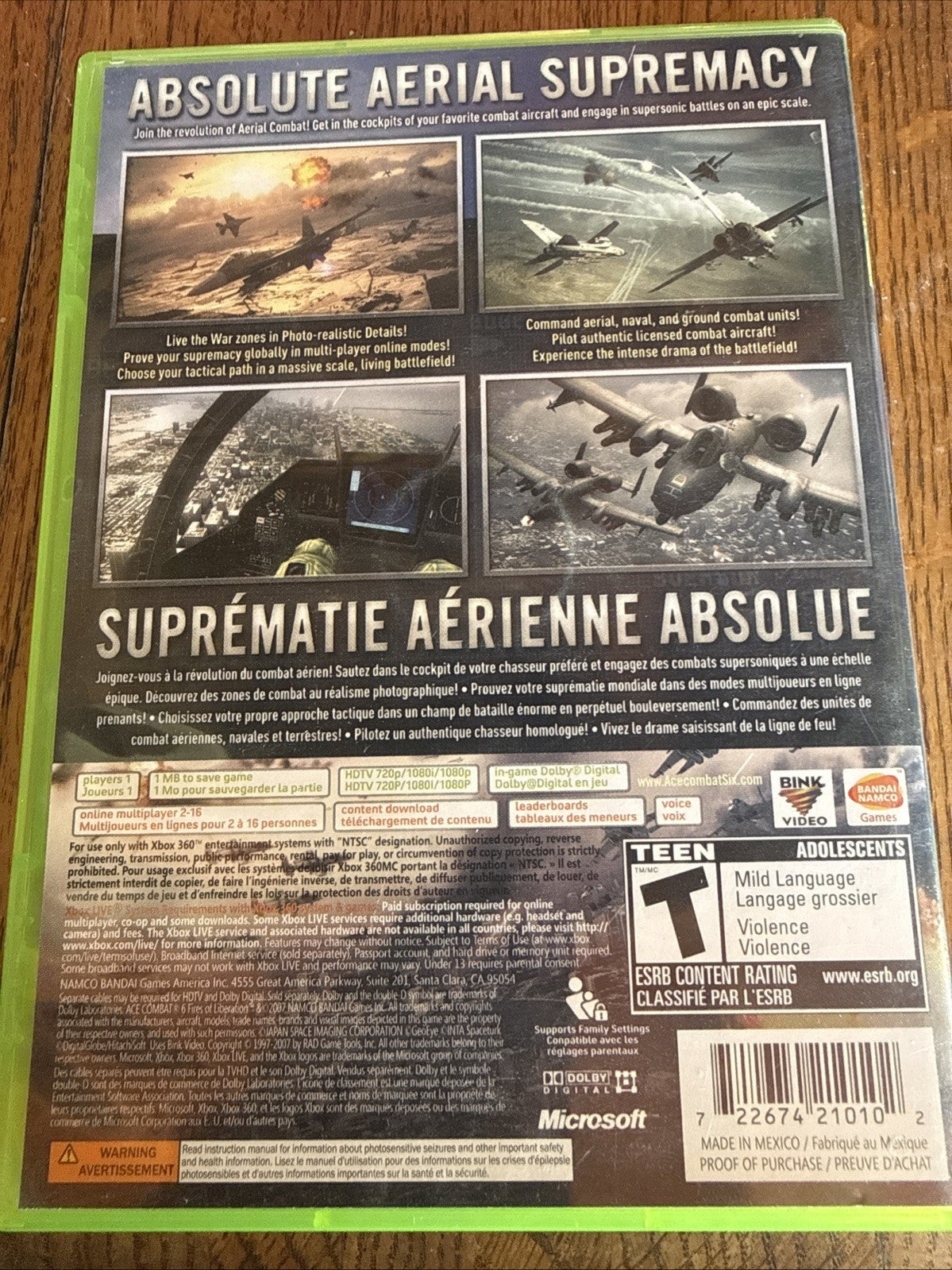 Ace Combat 6: Fires of Liberation (Microsoft Xbox 360, 2007) With Manual