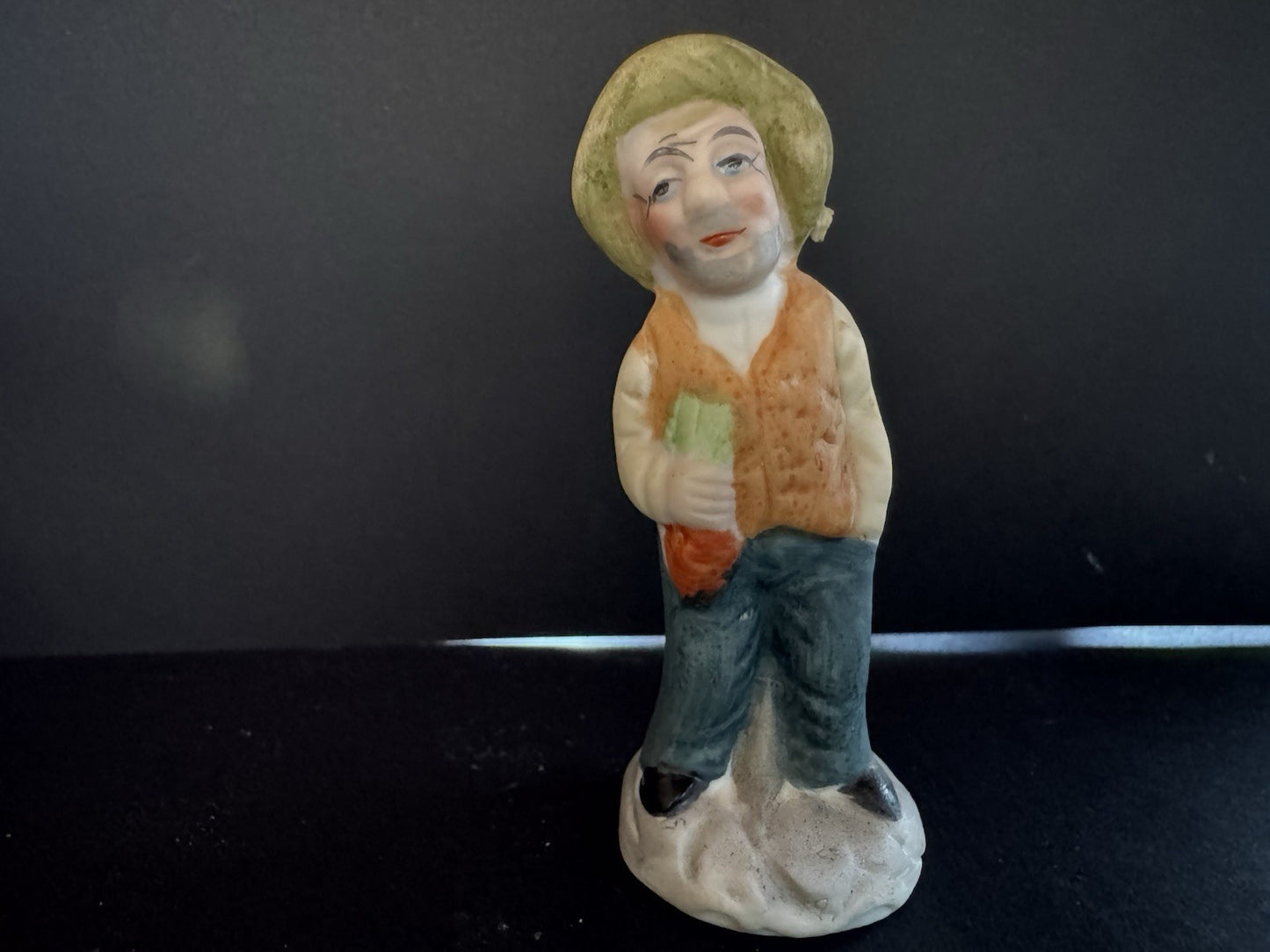 Hobo Vagabond Ceramic Figurine Statue Sculpture 3" Holding a Carrot