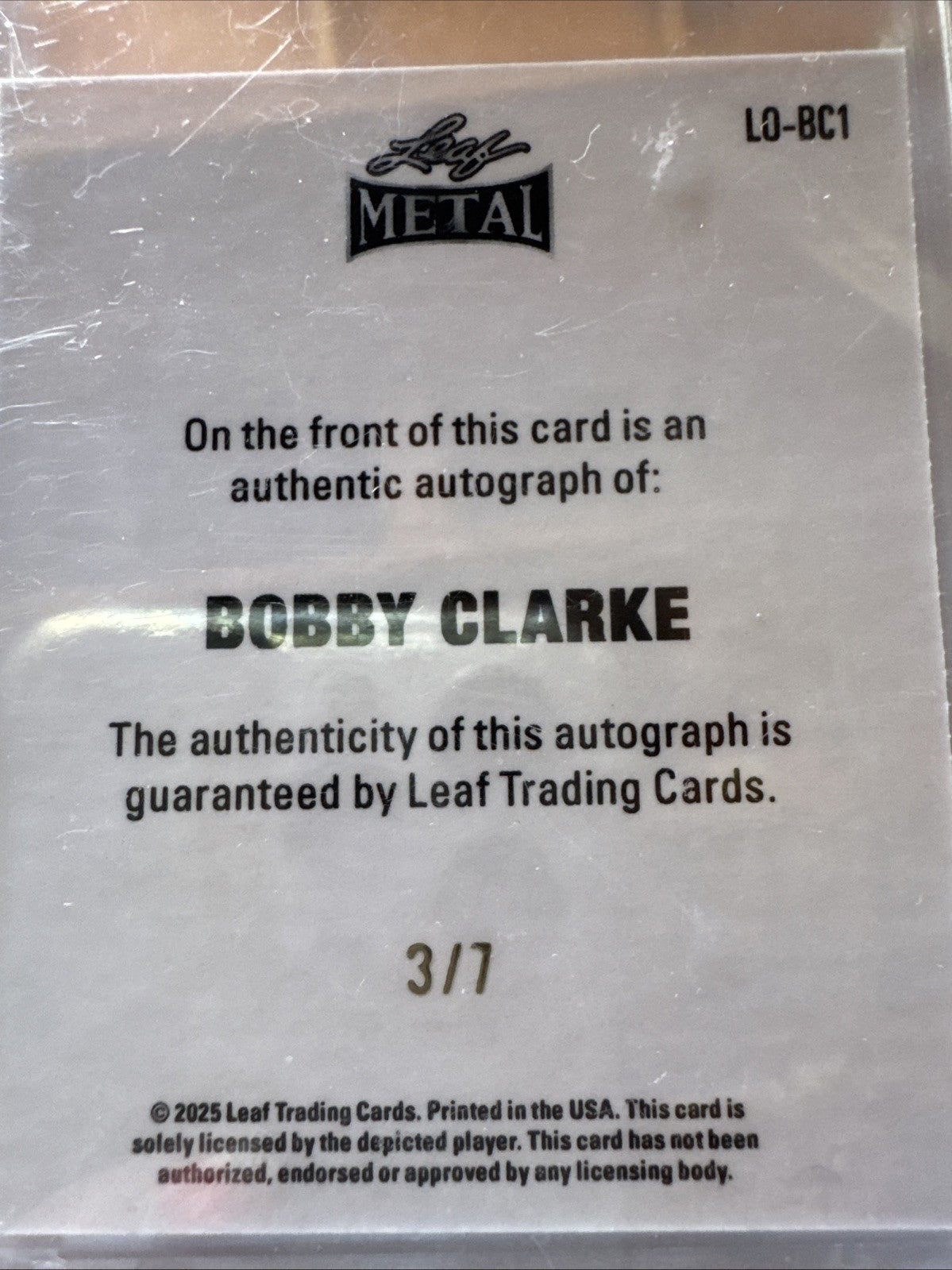 2025 Leaf Metal Legends - Leaf Originals 1948 Bobby Clarke #LO-BC1 3/7