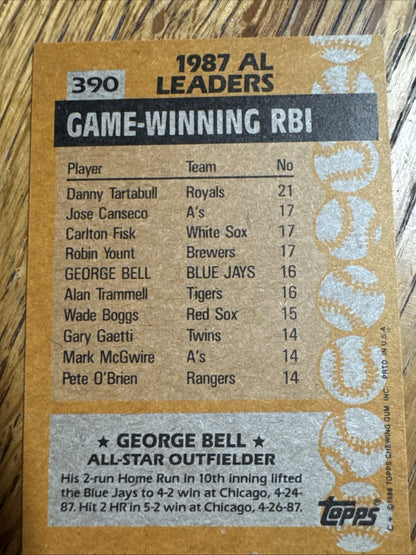 1988 Topps - All-Star George Bell #390