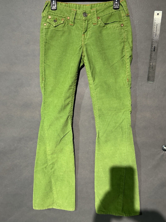Vintage True Religion Jeans Womens 27 GreenCorduroy Flares Joey size 26, Y2K