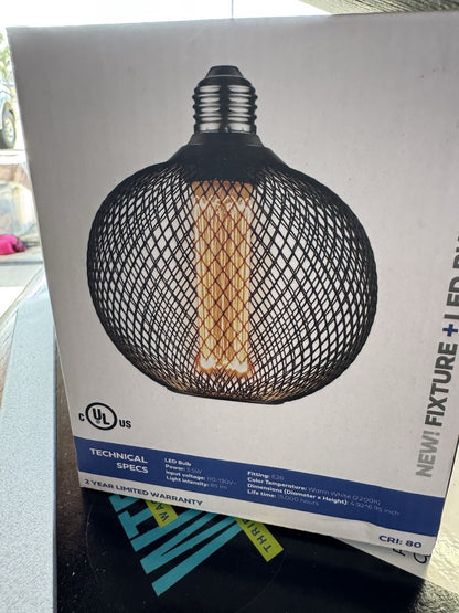 NEXT GLOW  Light Bulb Black Metal Cage Globe Led Light Bulbs G40 /G125 3.5W