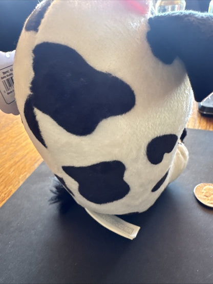 Nanco Belly Buddies Plush Cow Stuffed Animal Small Washable White Black Pink