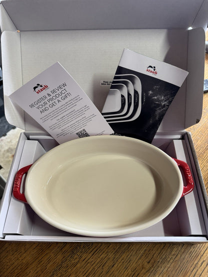 MINT! NEW! STAUB FRANCE Ceramic Cherry Baking Casserole Gratin