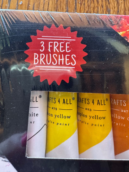 Crafts for All. 24 Acrylic Paint Set with 3 free brushes. Brand New!!! 