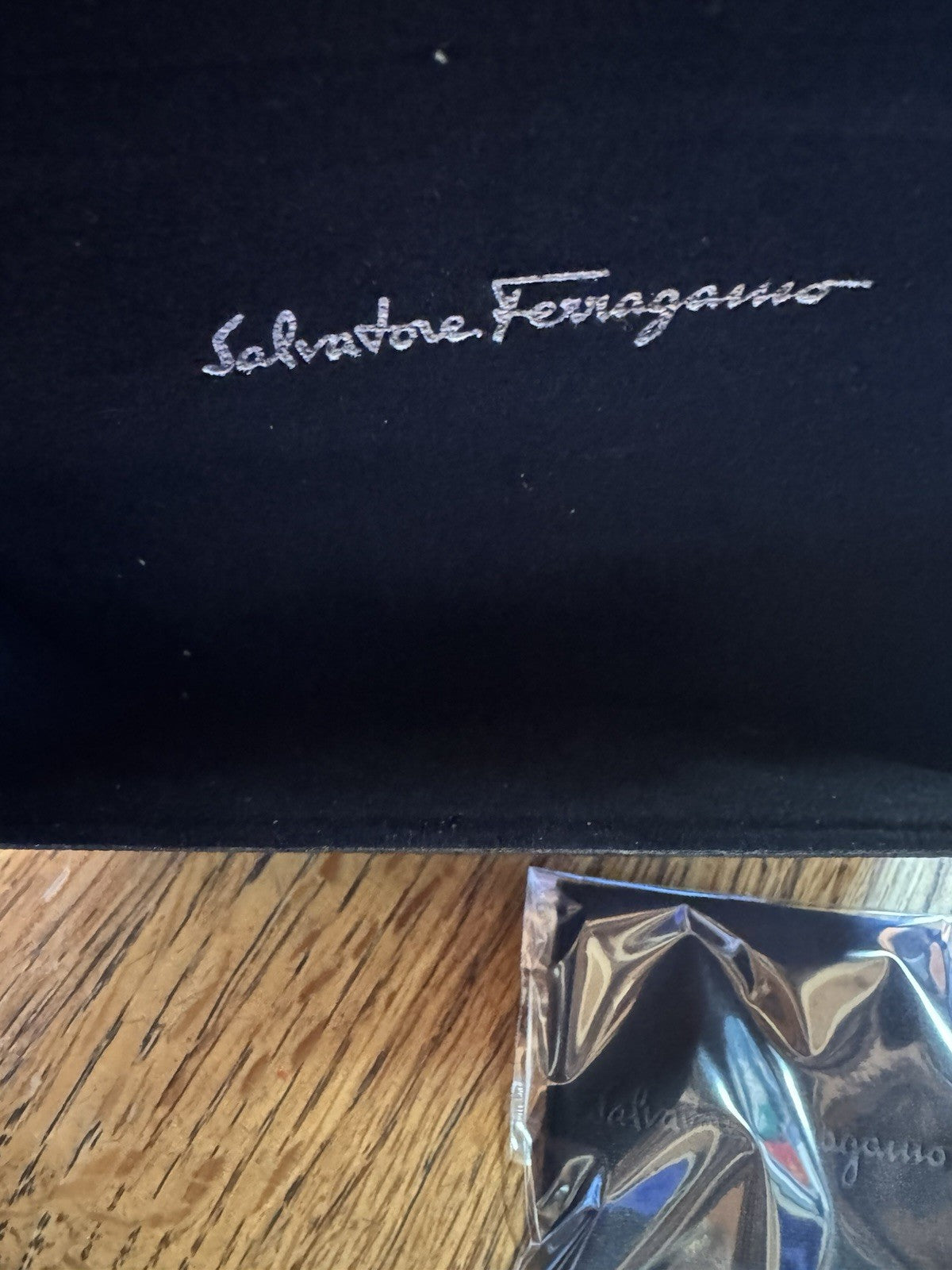 Salvatore Ferragamo Black Crosshatch Magnetic Eyeglass Sunglass Case Clean cloth