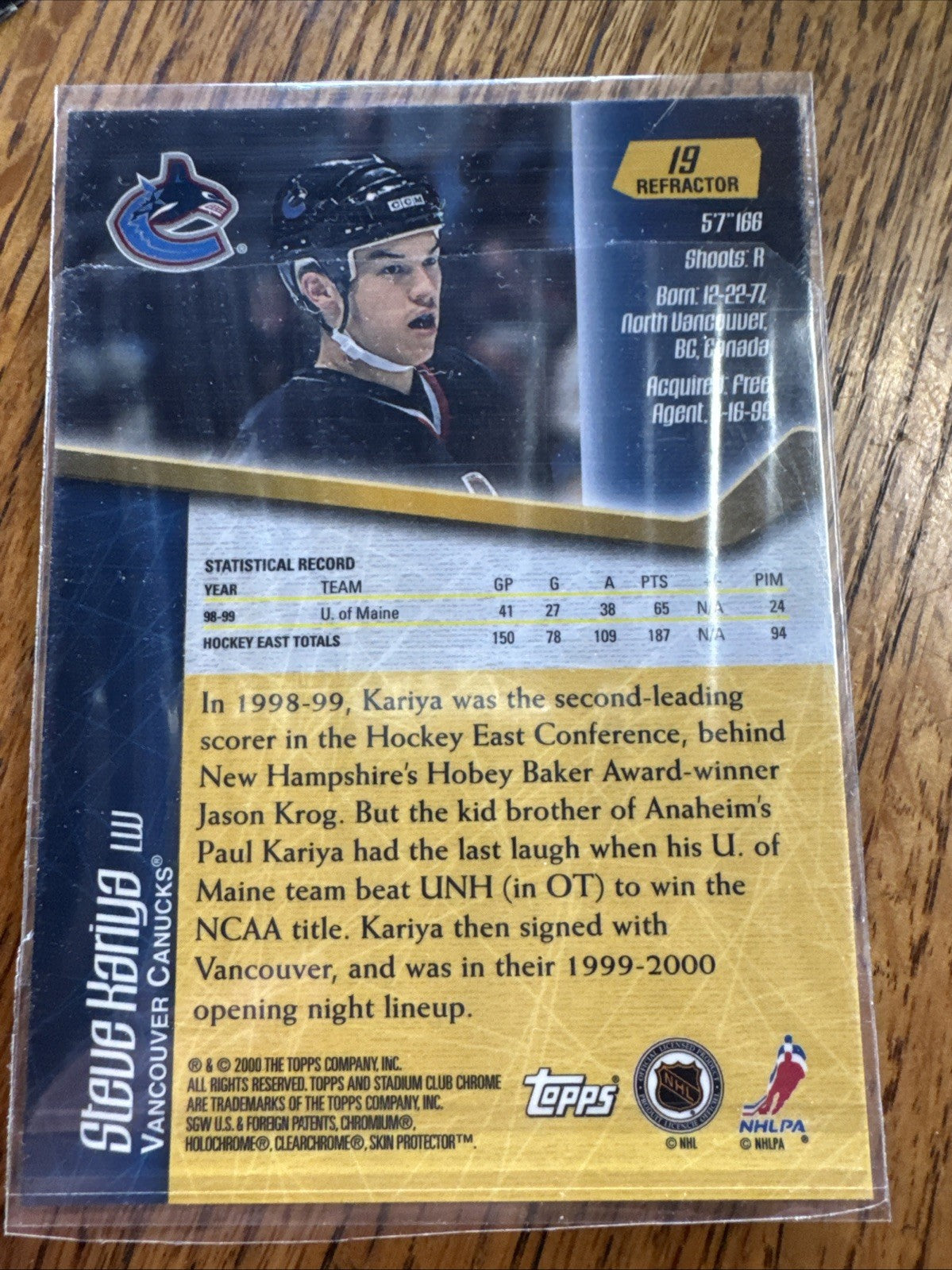 1999-00 Topps Stadium Club - Chrome Olaf Kolzig #19 Oversized (RC)