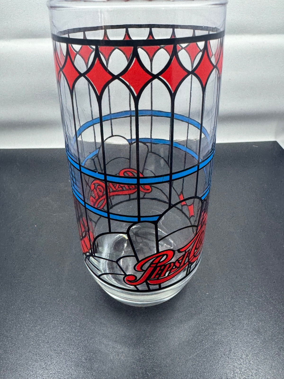 Vintage 1970’s Pepsi-Cola Tiffany Style Stained Drinking Glass Collectible