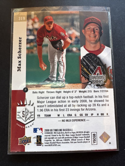 2008 Upper Deck Timeline - Max Scherzer #319 (RC)