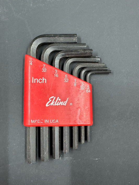 Vintage Eklind 10107 SAE 7 piece Short Arm Hex L Key Allen Wrench Case Set