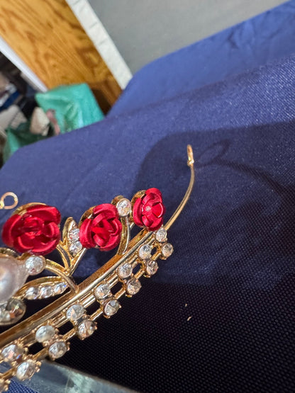 3PC Heart Headband Tiaras and Crowns for Women Red Crowns Bridal Headband