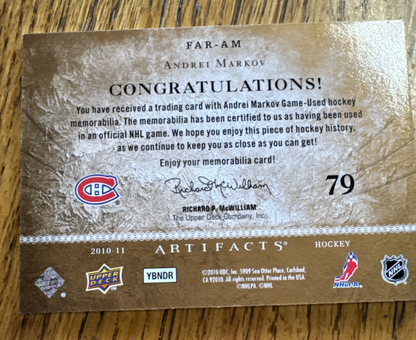 2010-11 Upper Deck Artifacts Retail Frozen Jersey Andrei Markov #FAR-AM
