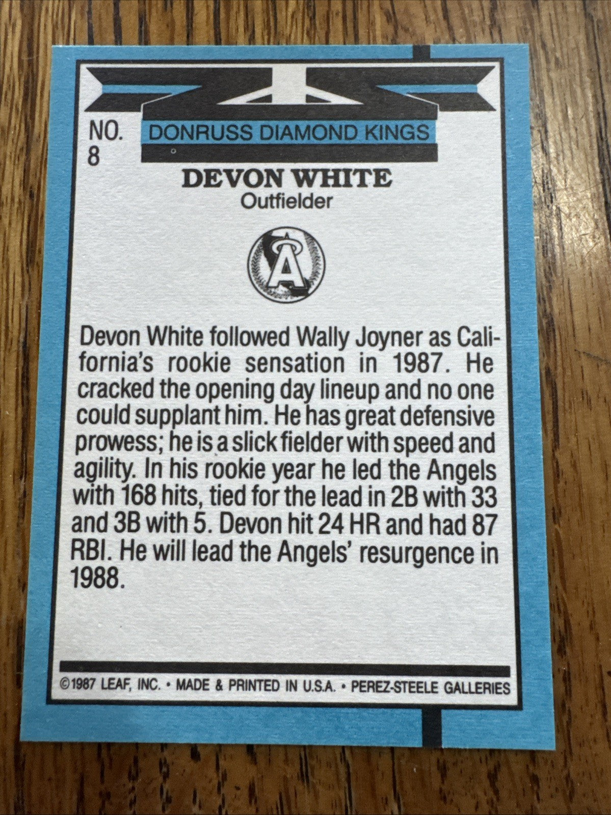 1988 Donruss - Diamond Kings Devon White #8