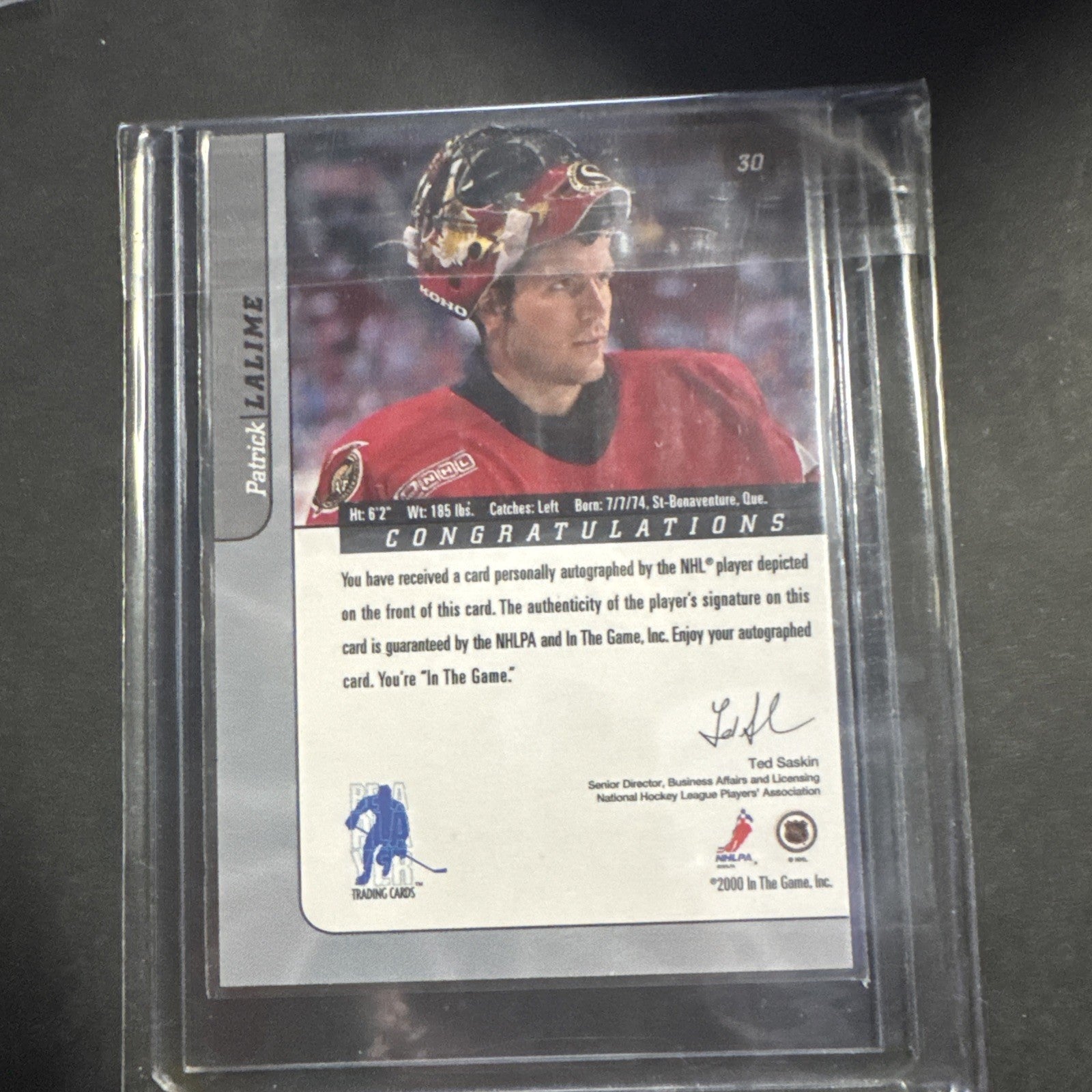 2000-01 In the Game Be A Player Signature Series - Autographs Patrick Lalime #30