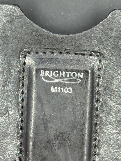 Brighton Salina Thick Stiff Black Leather Money Clip Pocket Wallet Silverplated