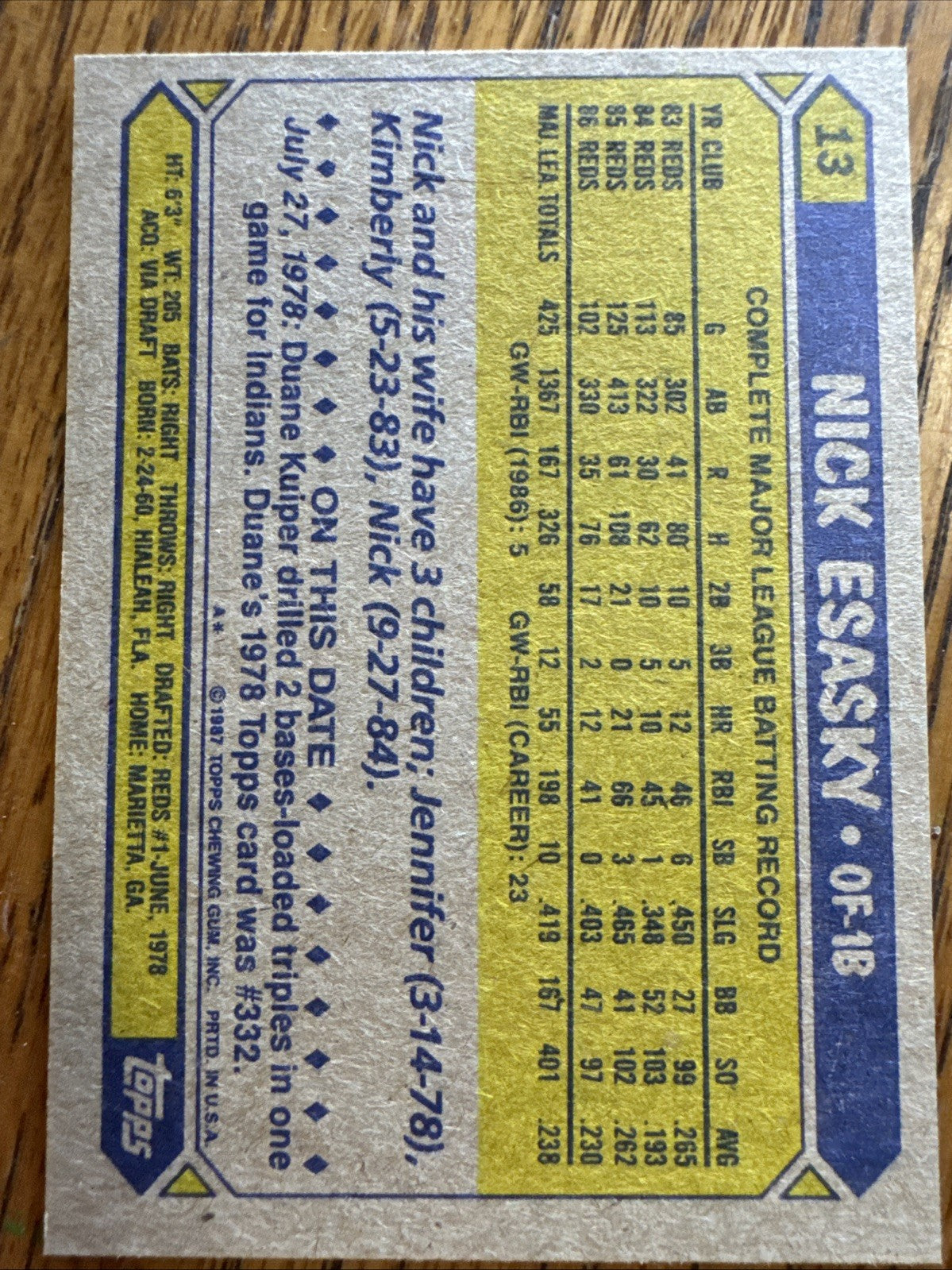 1987 Topps - Nick Esasky #13